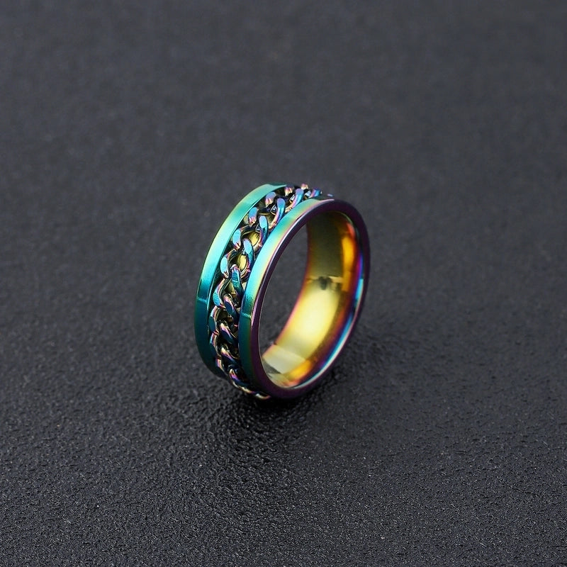 Fashion Stripe Titanium Steel Plating Unisex Rings Men Band Rings