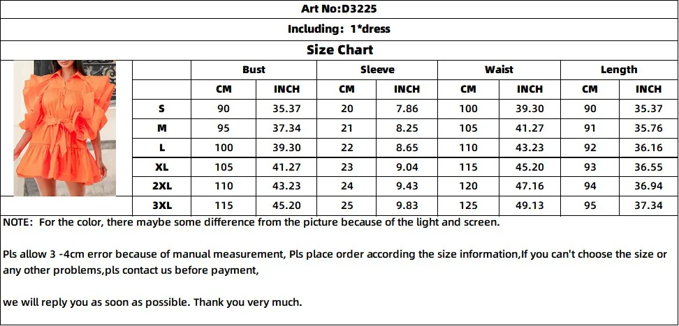Plus Size Ladies' Fashion Turndown Collar Flying Sleeve A-Line Dress