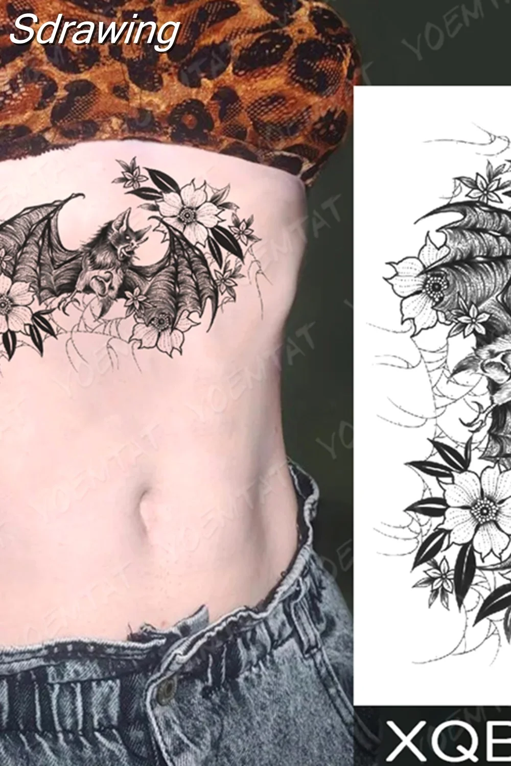 Sdrawing Temporary Tattoo Sticker Butterfly Flower Totem Flash Tatto Y2k Style Body Art Arm Leg Waist Fake Tatoo Men Women