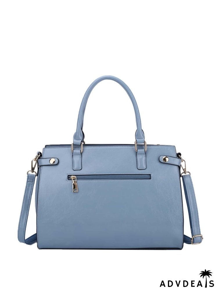 Crocodile Embossed Top Handle Bag With Long Wallet