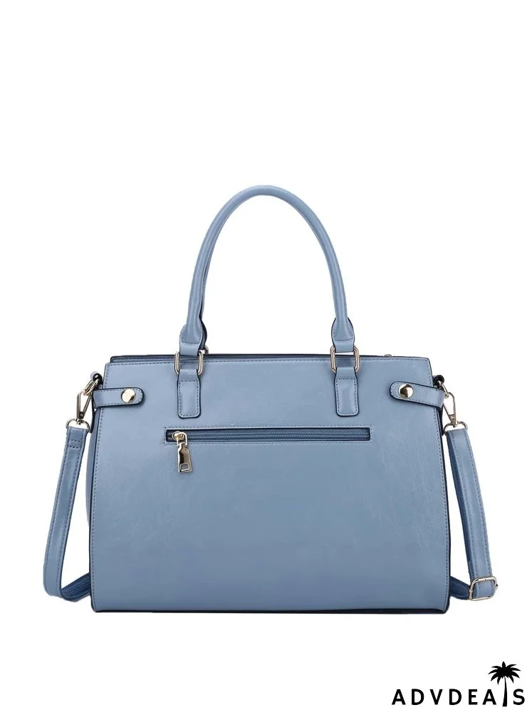 Crocodile Embossed Top Handle Bag With Long Wallet