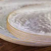 10 Pack | Clear Hammered 7" Round Plastic Dessert Appetizer Plates With Gold Rim, Disposable Salad Party Plate