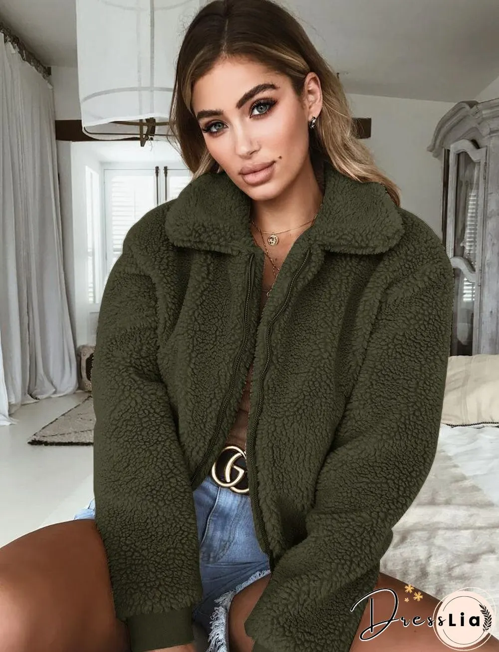 Womens Autumn and Winter Warm Fleece Jacket Top Clothing Wool Coat Women Vintage Camel