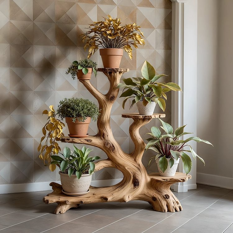 Handmade Solid Wood Plant Shelf