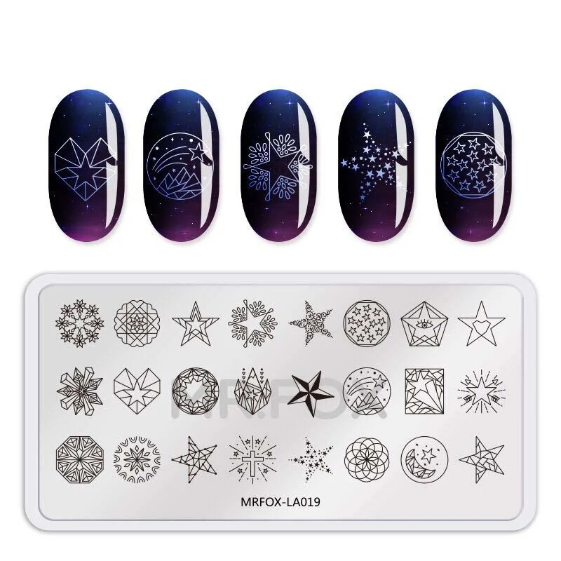 Square Nail Art Stamp Template Stars Flower Vine Rose Leaves Floral Image Pattern Printing Plate for Manicure Stencil 12.5*6.5cm