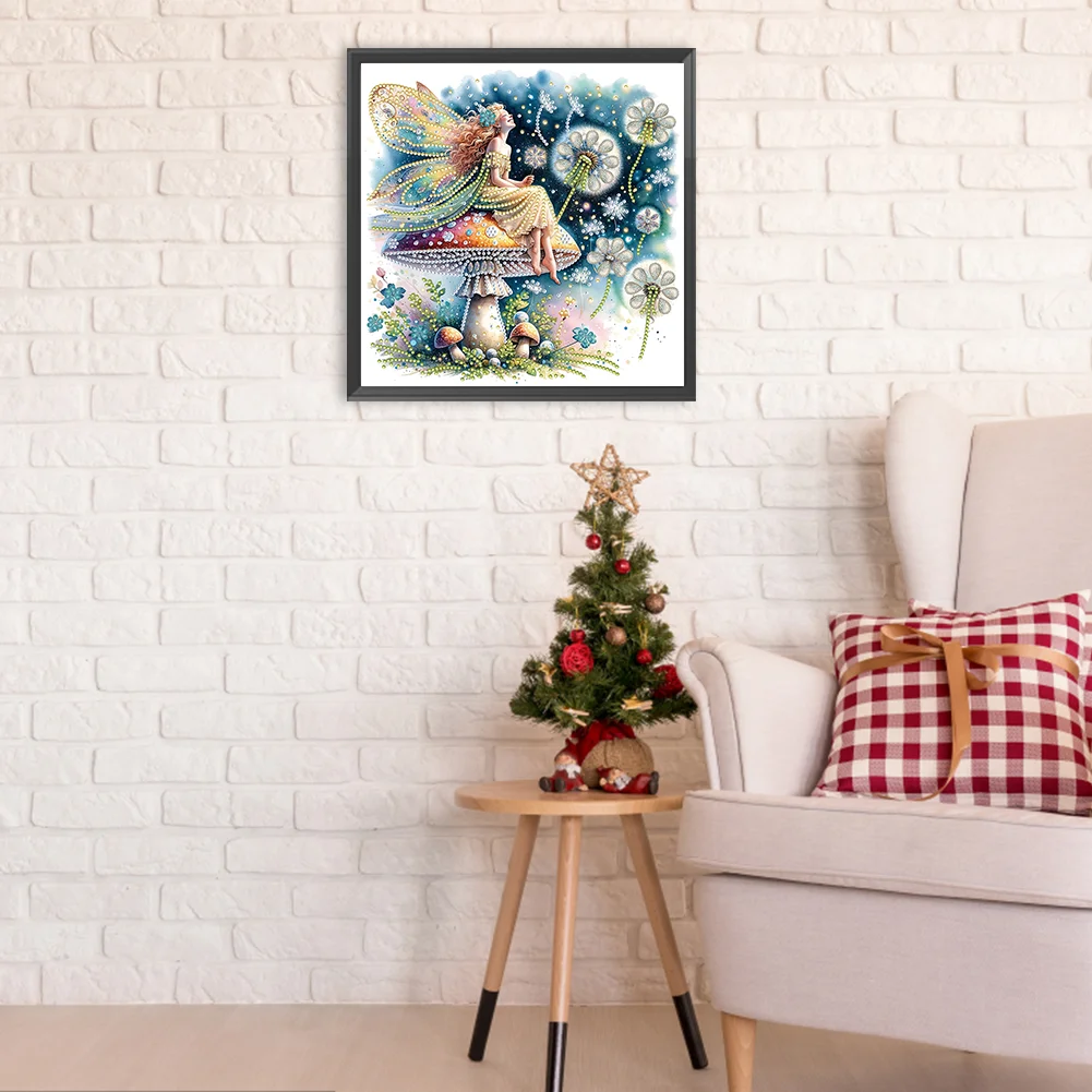 Partial Round Diamond Painting 30*30cm - Dandelion Mushroom Elf