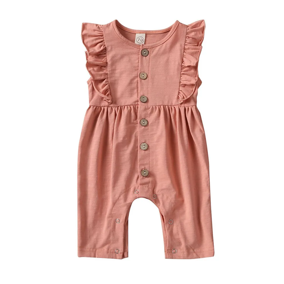 2020 Baby Summer Clothing Newborn Infant Baby Girl Clothes Ruffle Sleeveless Soft Romper Bamboo Fabric Jumpsuit Solid Outfits