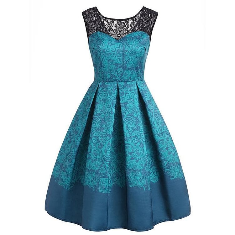 Lace Floral Print Swing Dress SP13893