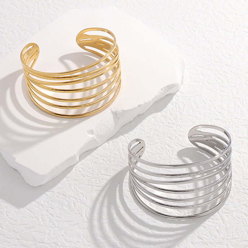 Stripe Stainless Steel Electroplating Bangles