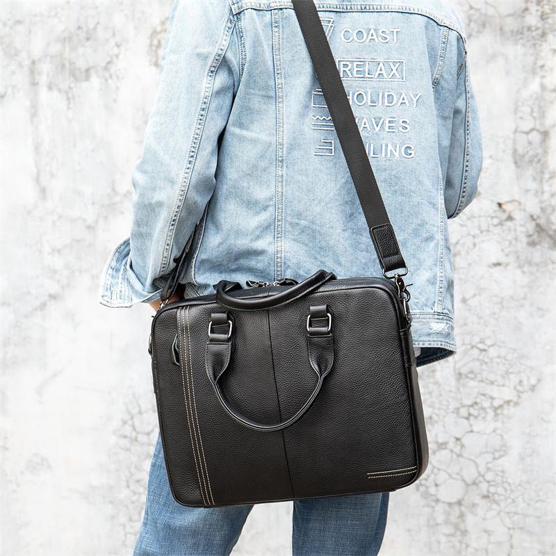 Genuine Leather Adjustable Shoulder Strap Design Business Casual Crossbody Bag Handbag