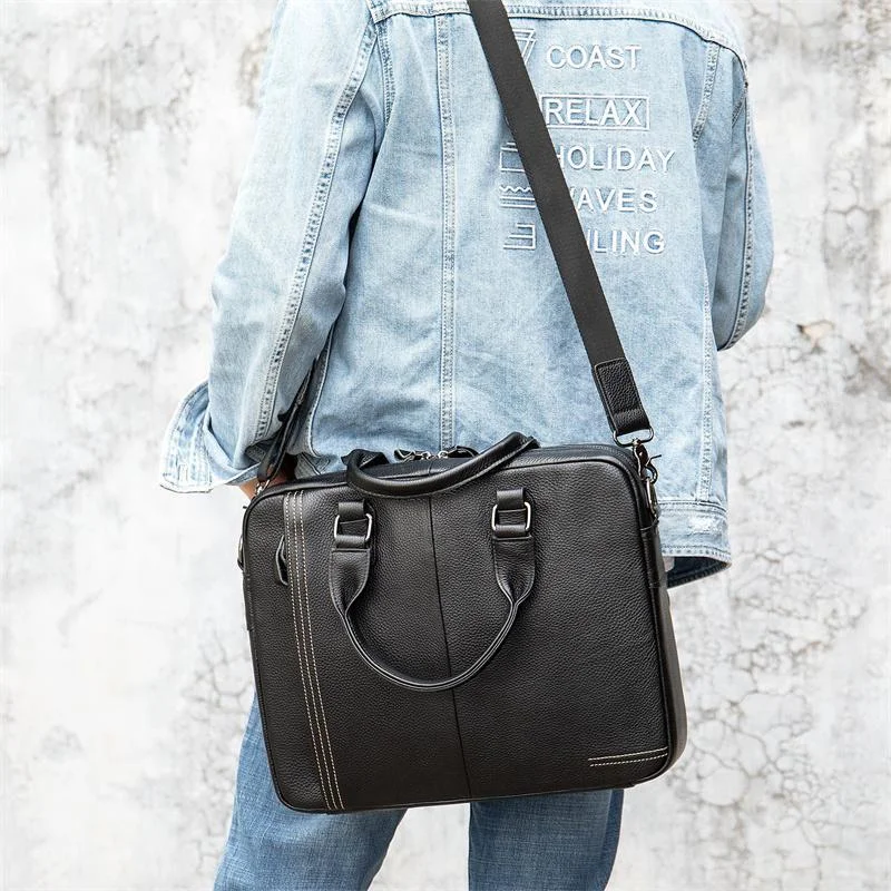 Genuine Leather Adjustable Shoulder Strap Design Business Casual Crossbody Bag Handbag