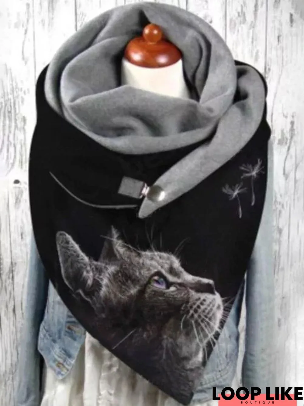 Cotton Casual Cat Print Scarf