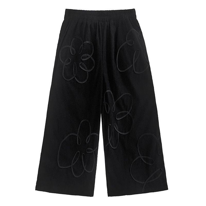 Classic Print Corduroy Wide-Leg Pants