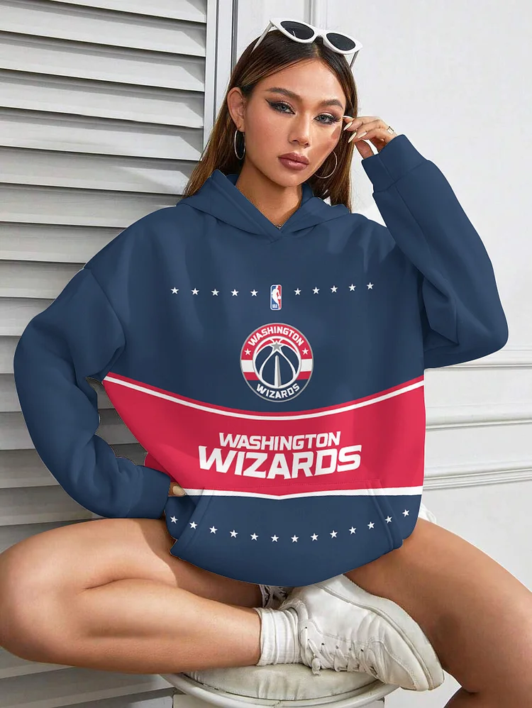 Washington Wizards  Printed Hooded Pocket Pullover Hoodie