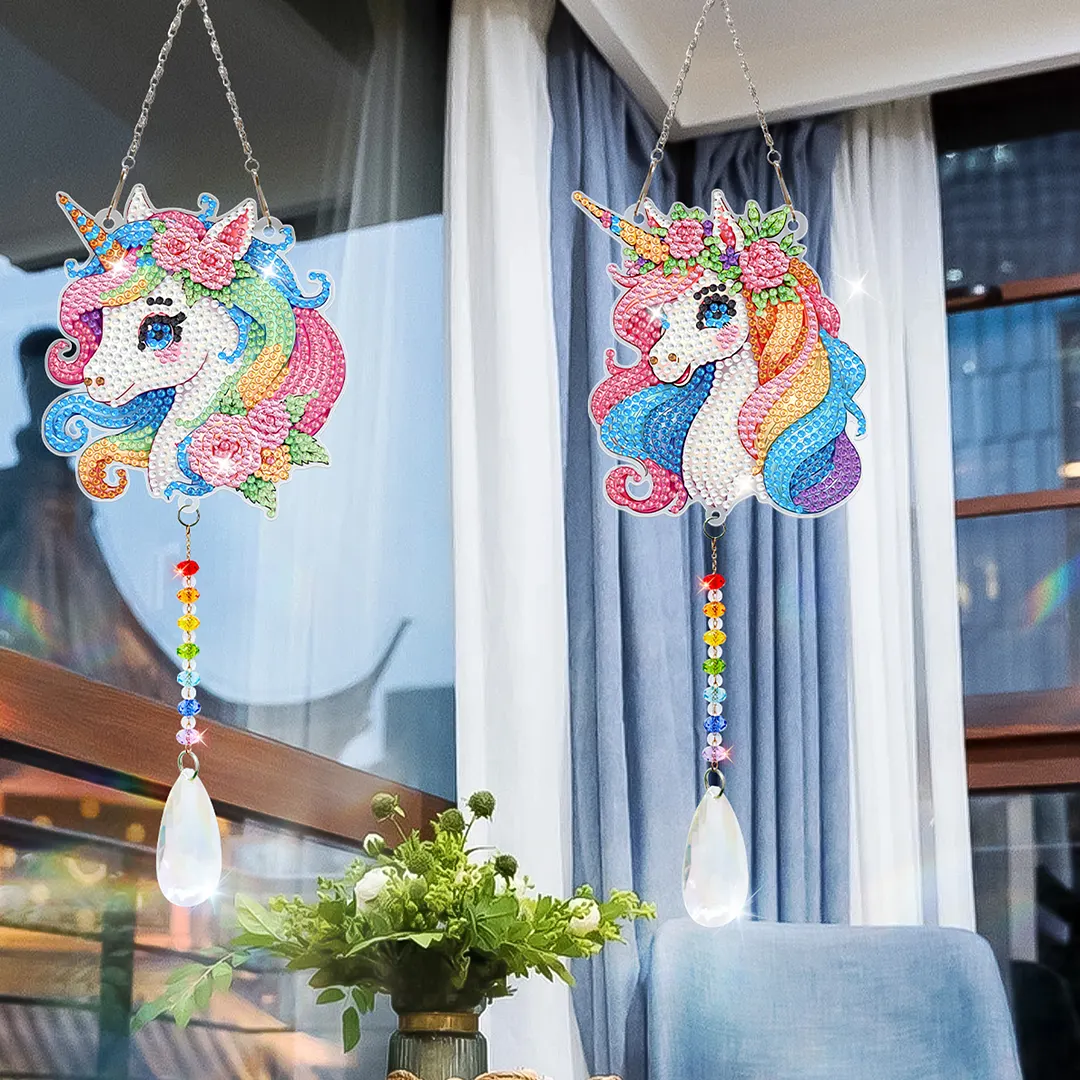 2Pcs Flying Horse DIY Double-Sided Diamond Painting Hanging Kits Diamond Painting Suncatcher Craft Kit for Home Garden Wall Decor Gift