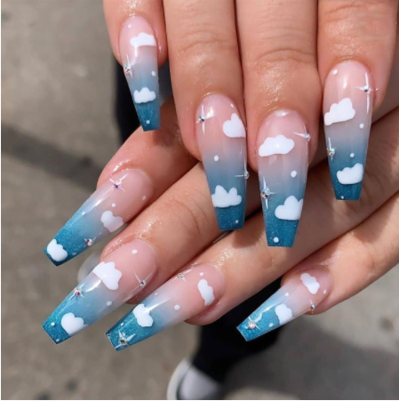 Mature Women Wearing Nails Finished Soft Nails False Press On Nails