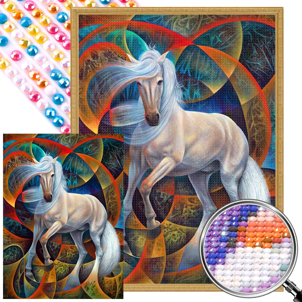 Full Round Partial AB Diamond Painting - White Horse(Canvas|45*60cm)