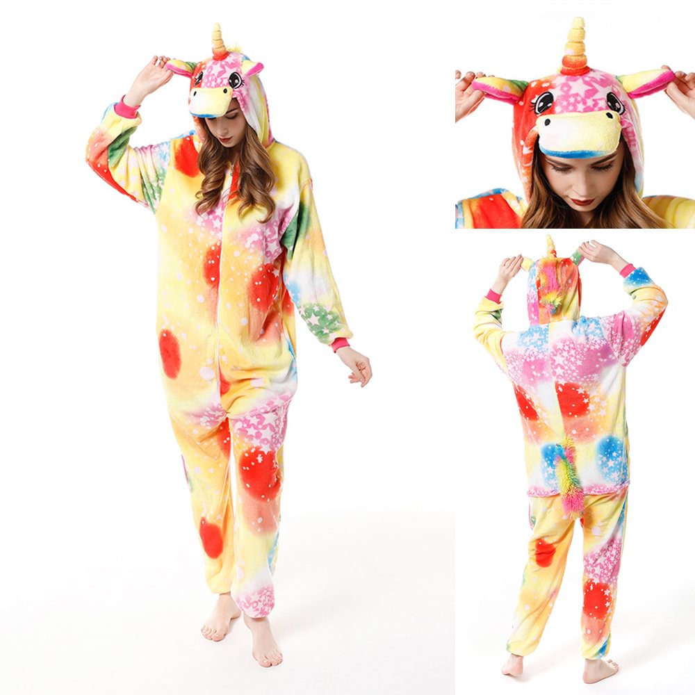 Adult new Yellow colored unicorn Kigurumi Onesies Pajamas Costume-Pajamasbuy