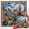 (Multi Style)Colorful Houses-Full Embroidery 2 Strands 14CT Counted Cross Stitc-40*40CM