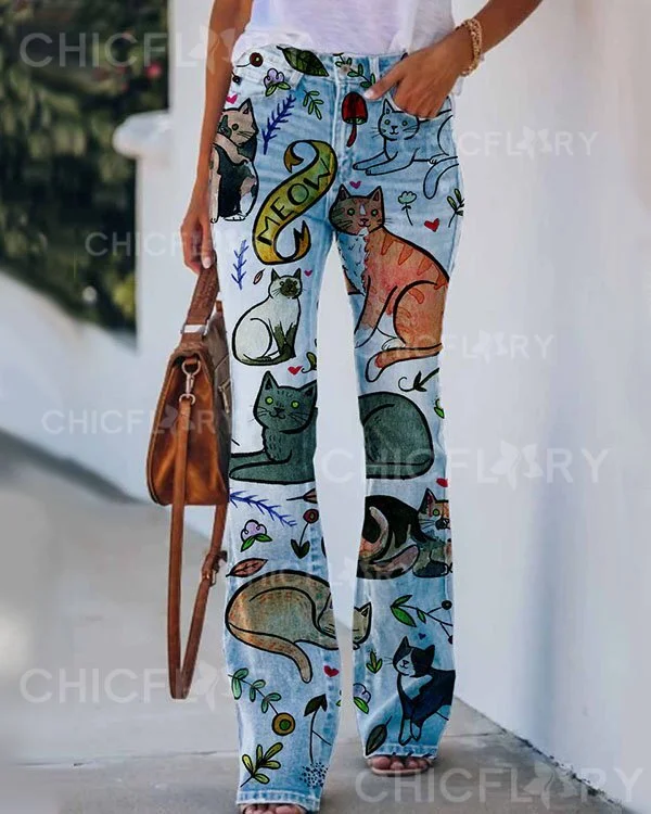 Women's Cat Pattern Pants