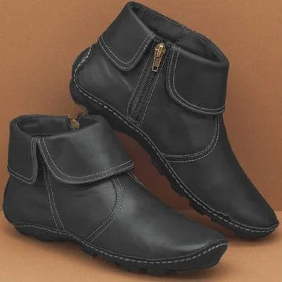 Hemmed Zip Casual Plain Short Boots