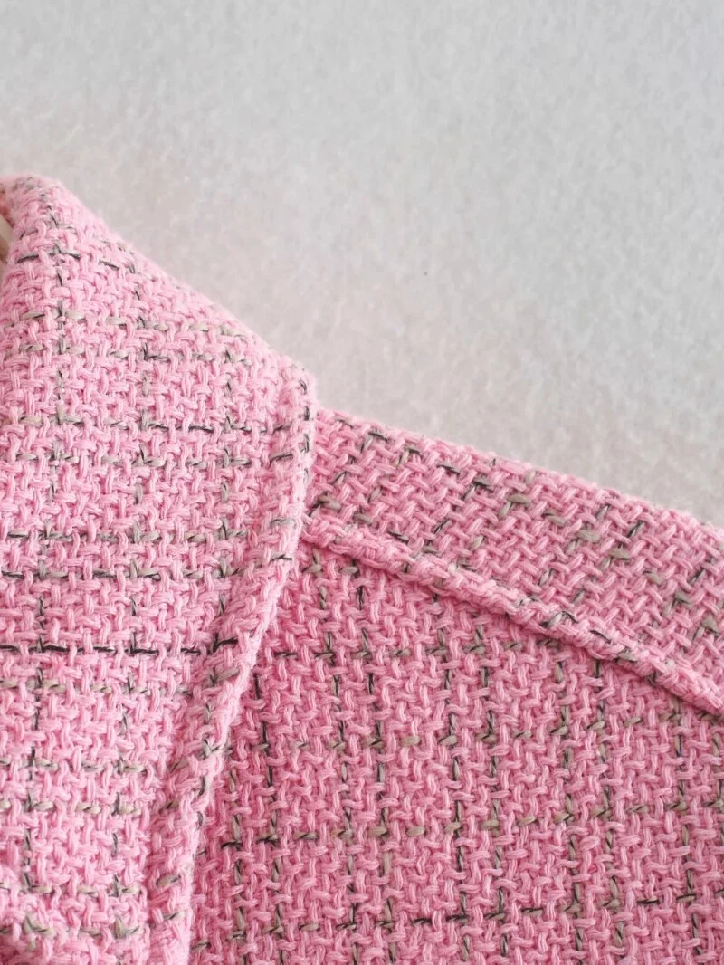 Stylish Sweet Pearls Buttons Plaid Shirt Jacket Women Fashion Lapel Collar Pockets Coat Girls Chic Streetwear