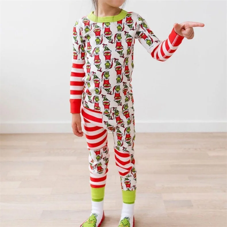Striped Print Family Matching Christmas Pajamas