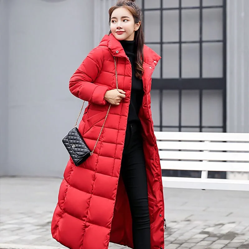 NEEDBO Winter Jacket Women with Fur Hood Plus Size Warm Long Winter Jacket and Coat for Women Doudoune Down Coat Lady Parka
