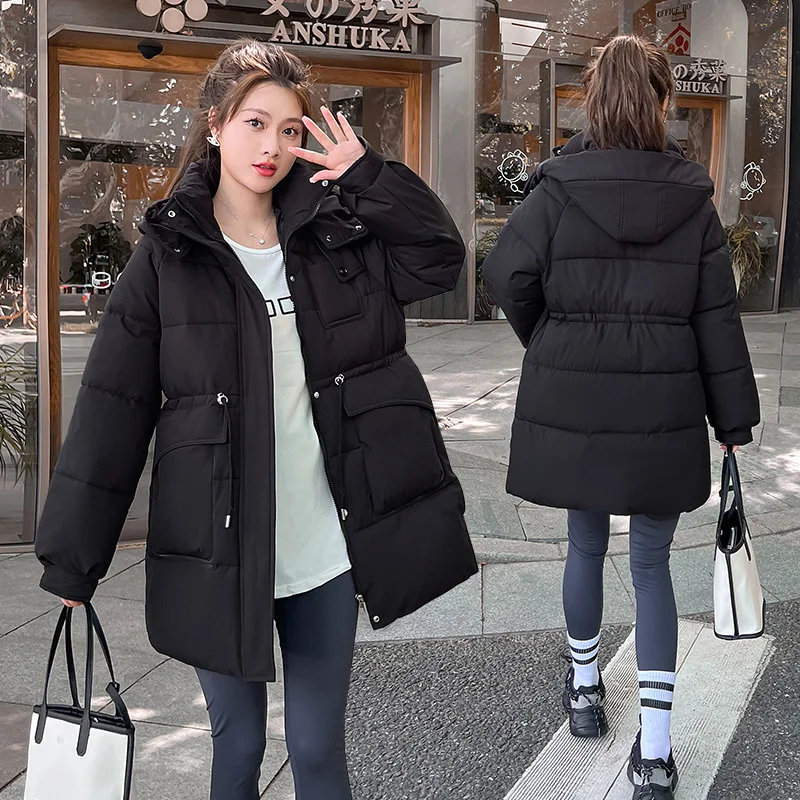 Toloer Down Cotton Clothing Women's Long Style 2024 Winter New Loose Large Size Small Thick Cotton-Padded Jacket Cotton Coat-Outfit Ideas