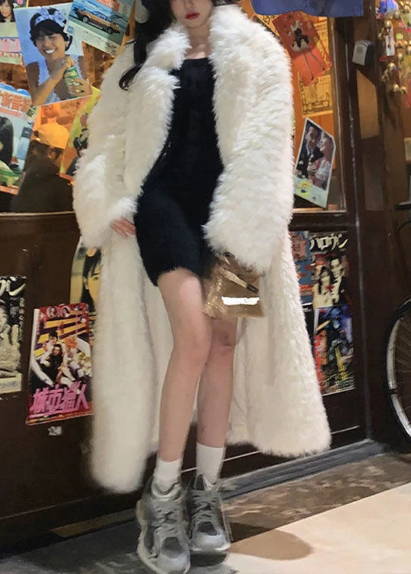 Boutique Plus Size White Fuzzy Fur Fluffy Coat Winter