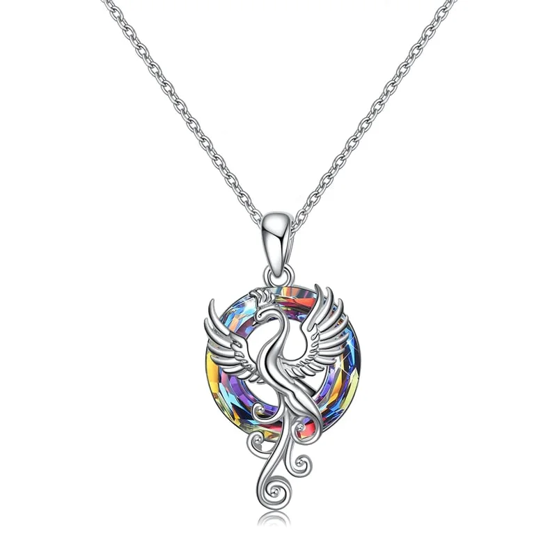 The fire inside me burns brighter than the fire around me Flying Phoenix necklace