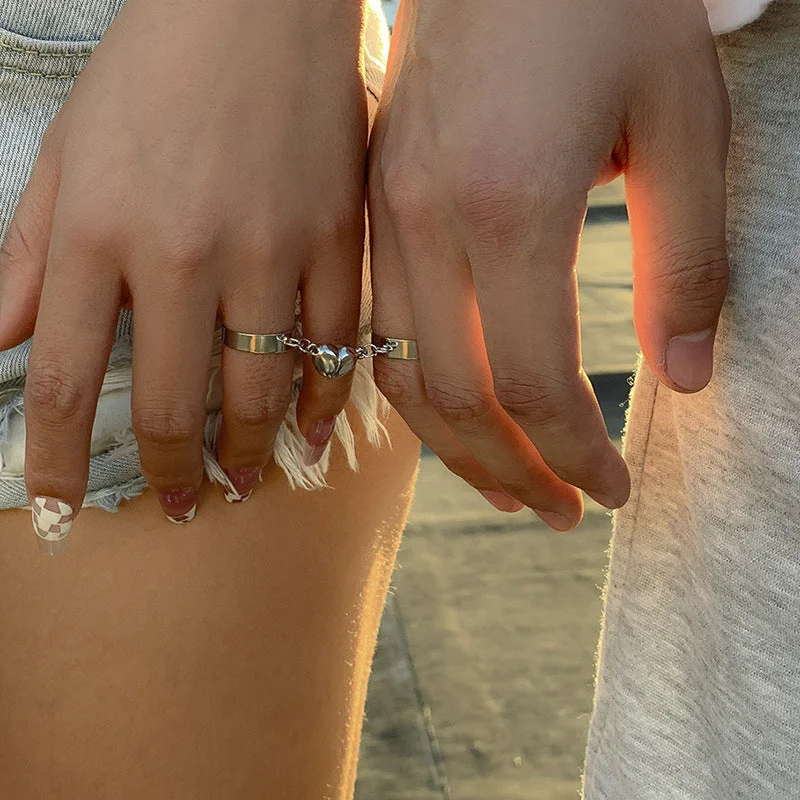 Buzzdaisy Magnetic Heart shaped Ring Couples Ring Best Friends Ring