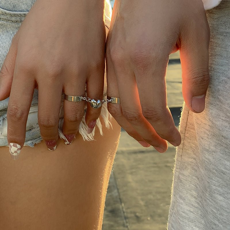 Buzzdaisy Magnetic Heart shaped Ring Couples Ring Best Friends Ring
