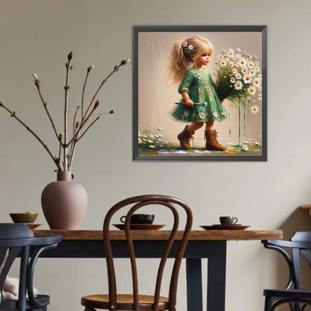 Diamond Painting - Full Round Drill - Flower Girl(Canvas|40*40cm)