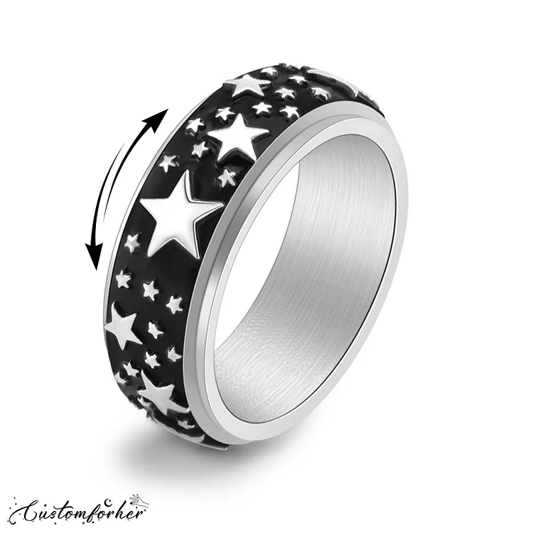Rotating Starry Stainless Steel Ring