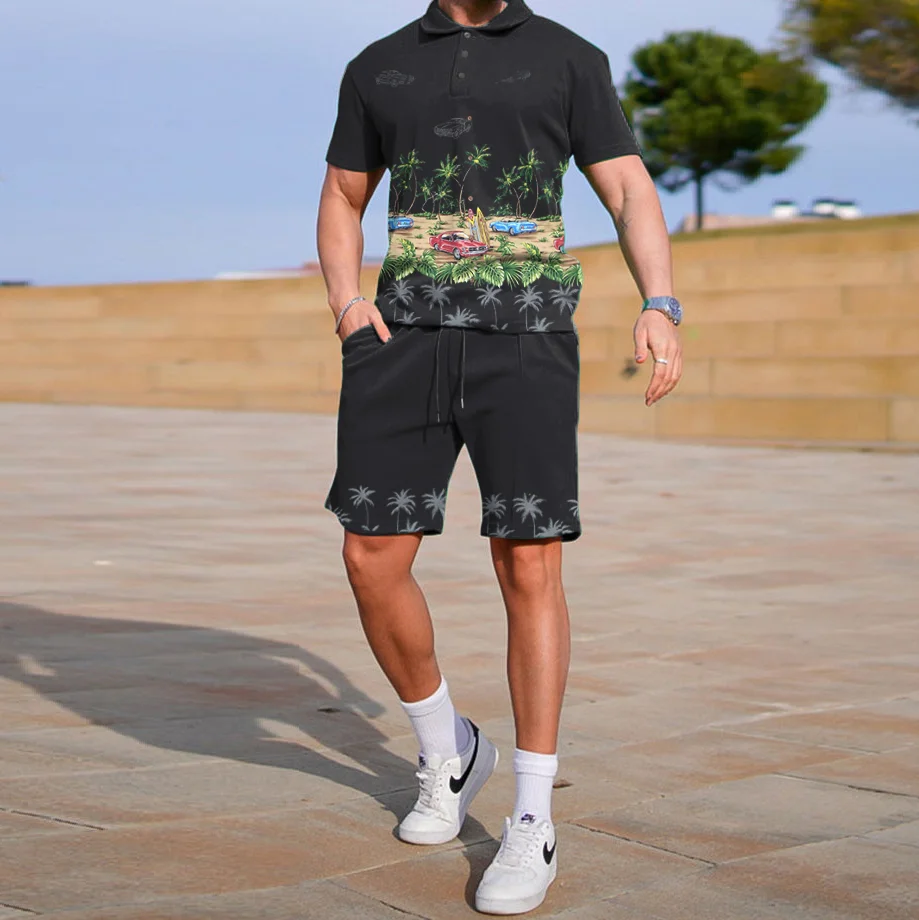 Holiday Style Casual Retro Polo Shirt Set