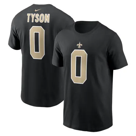 Men's New Orleans Saints #0 Jordyn Tyson Nike Black Name & Number T-Shirt