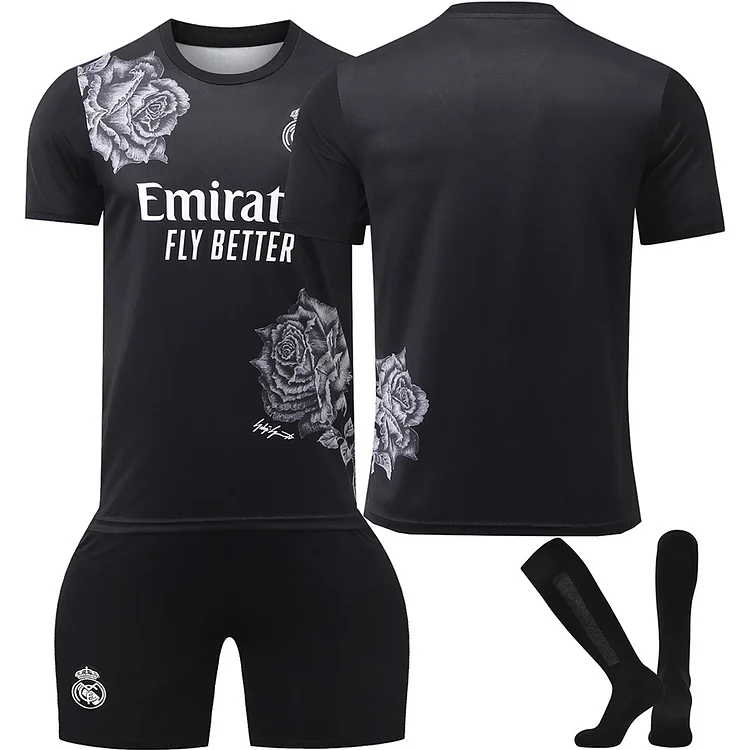 24/25 Real Madrid Y3 Co branded Black Football Jersey Traning Set