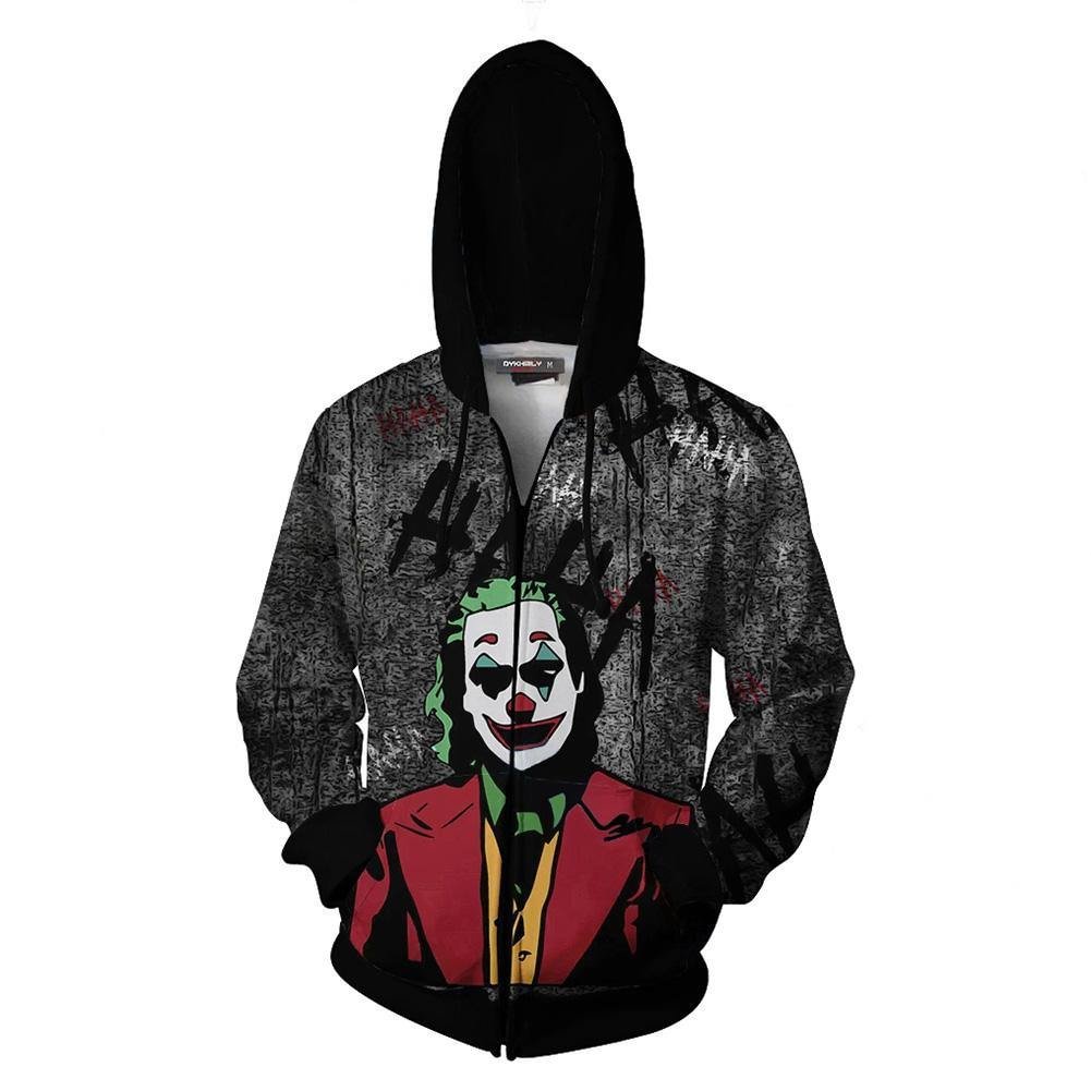 Joker 2019 Joker Jacke  Hoodie Arthur Fleck Joaquin Phoenix Jacke mit Reißverschluss Pullover mit Kaputze Sweatshirt