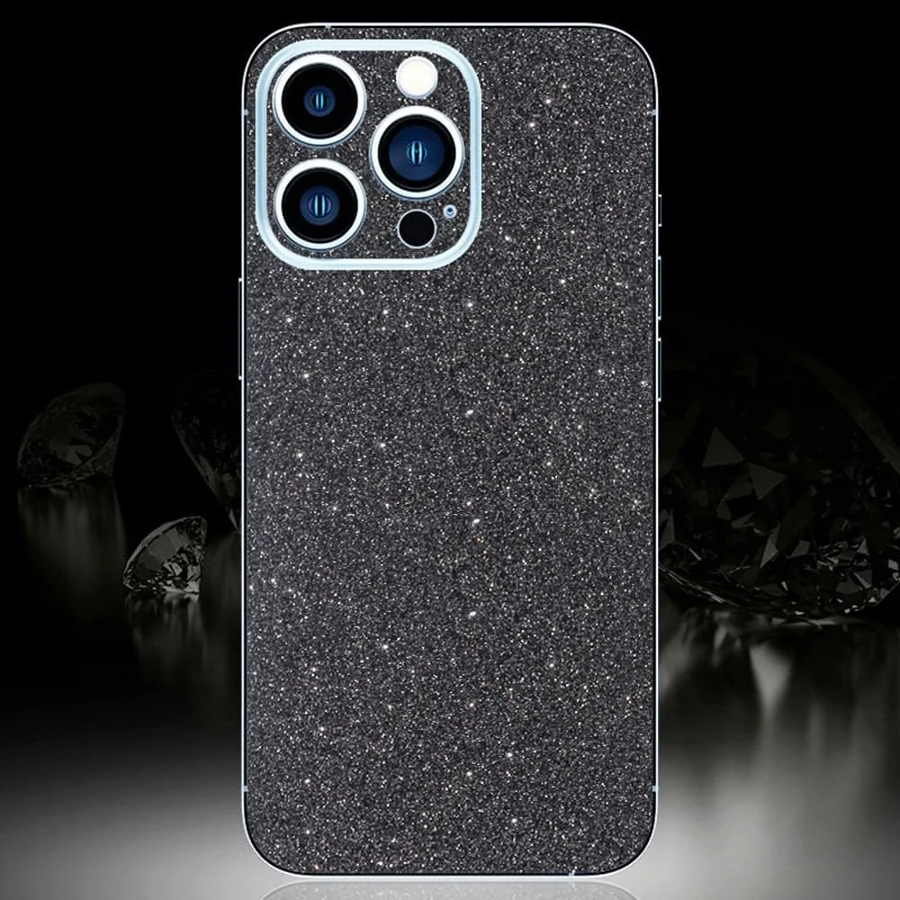 Compatible with iPhone 13 Pro Max Bling Glitter Sticker Skin Wraps Shiny Sparkle Cute for Women Girls Girly Luxury Sticker 2 Pack Rainbow