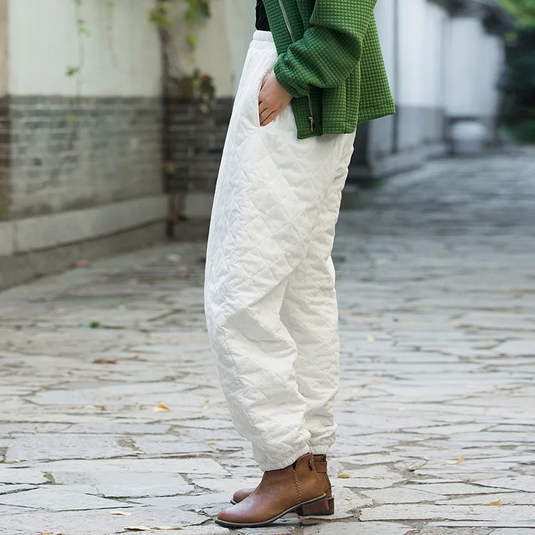 Loose Warm Solid Color Cotton Pants