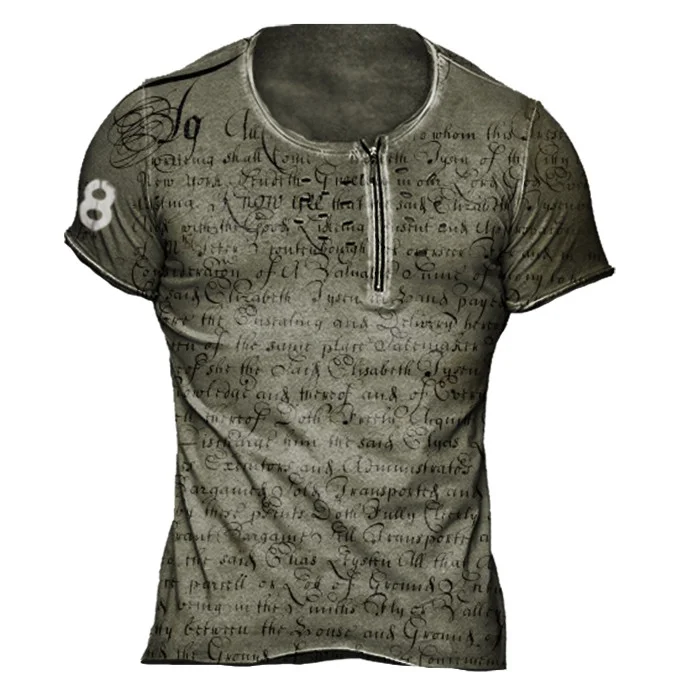 Fashion retro note beating tactical short-sleeved T-shirt / [viawink] /