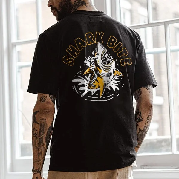 Shark Bite Print Men’s T-shirt