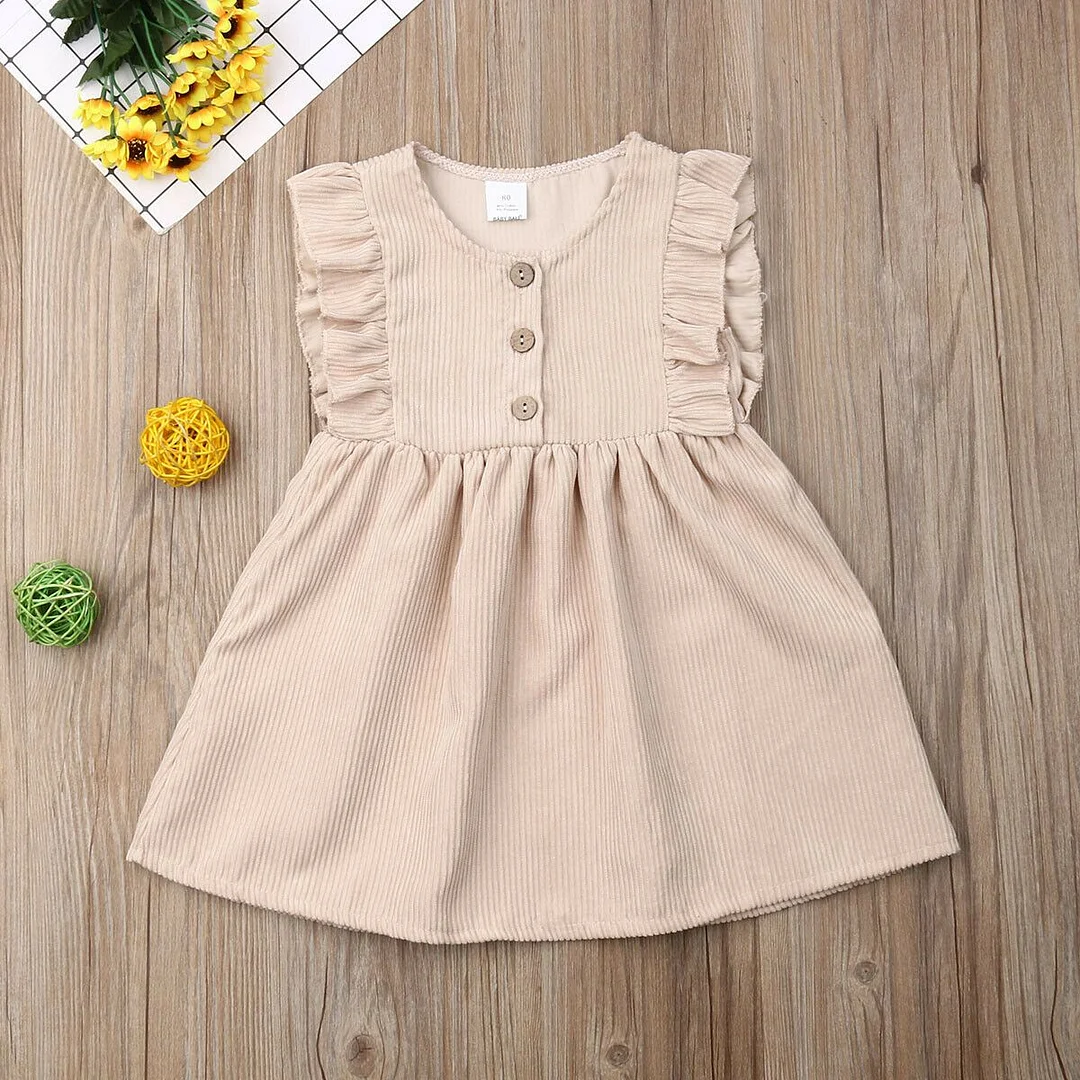 2019 Baby Summer Clothing Toddler Baby Girl Solid Dress Ruffles Sleeveless Princess Casual Dress A-Line Party Lace Sundress 1-6Y