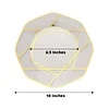 10 Pack | 10" Clear / Gold Geometric Design Plastic Dinner Plates, Disposable Octagon Party Plates