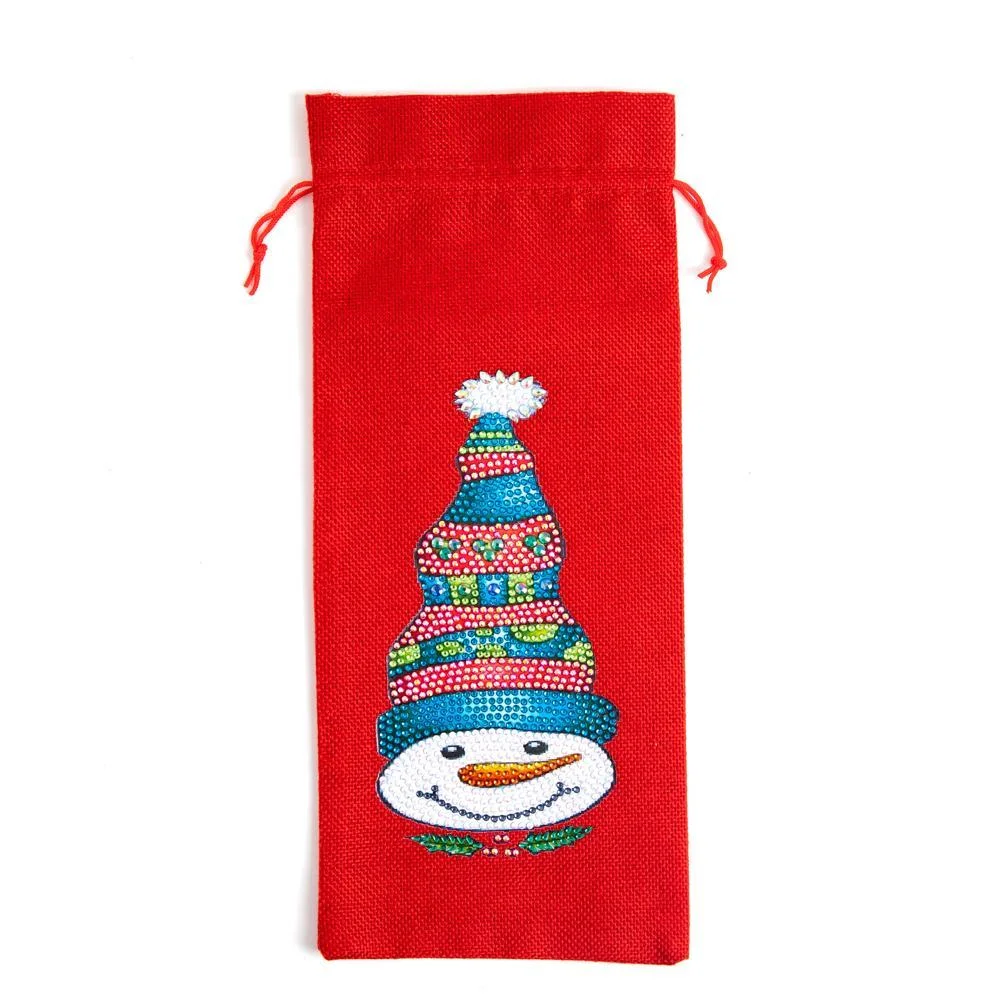 DIY Diamond Painting Xmas Wine Bottle Bag - Snowman