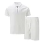 Men's Casual Waffle-Knit Two-Piece Set: Zip-Collar T-Shirt & Shorts by Inlyline