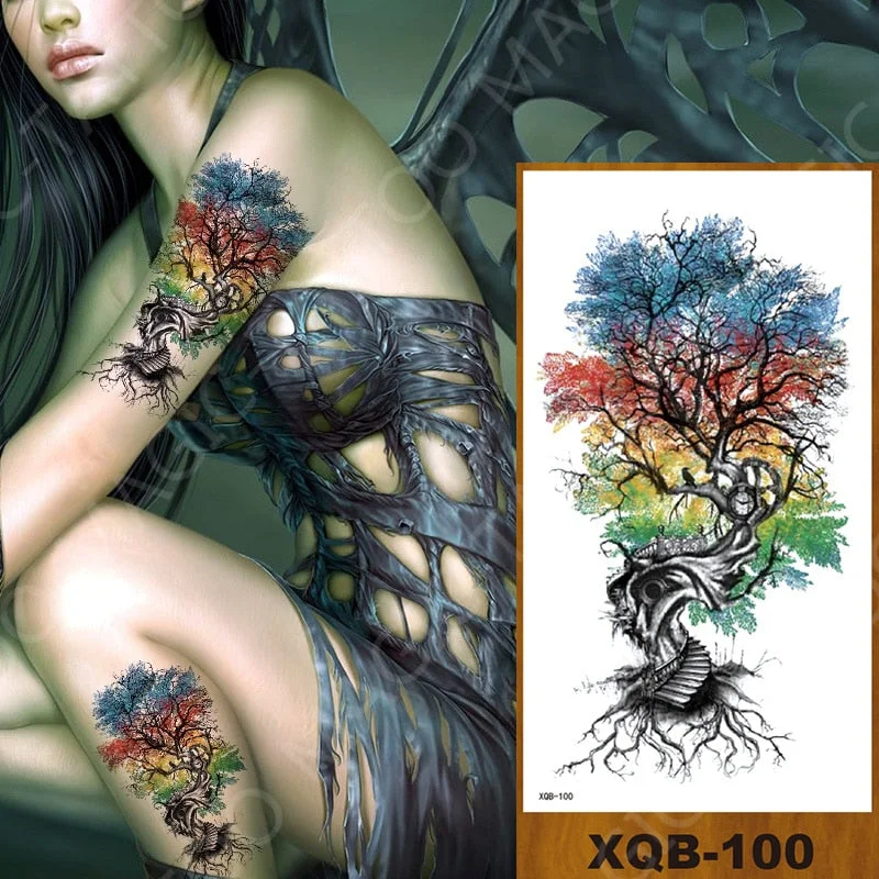 Waterproof Temporary Tattoo Sticker Large Size Sleeve Tatoo Fake Tatto Flash Tattoos For Men Women Totem Geometric Half Full Arm
