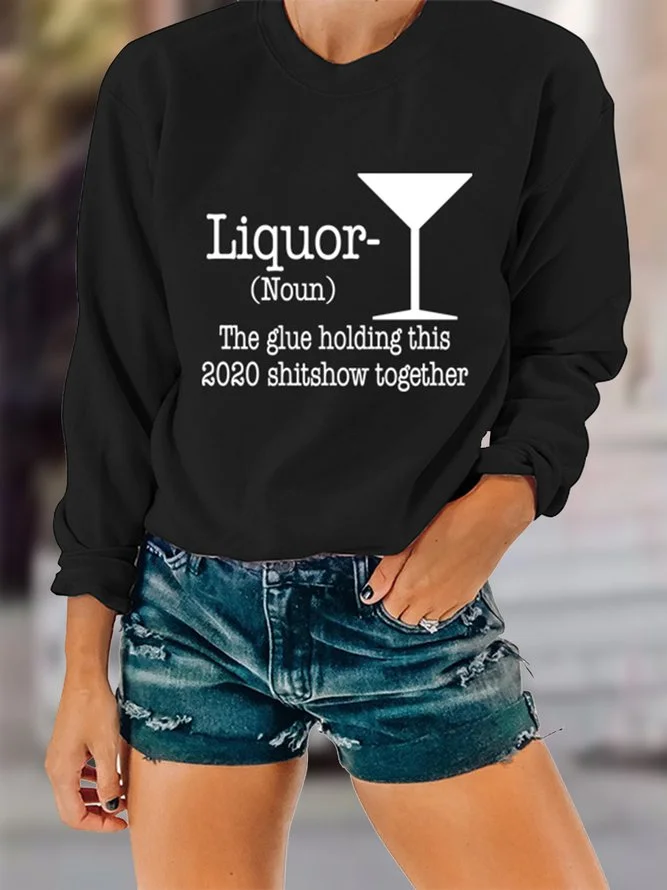 Long Sleeve Printed Letter Vintage Sweatshirt
