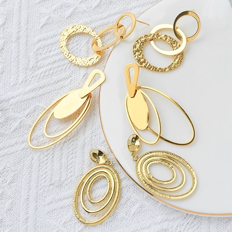 1 Pair Casual Modern Style IG Style Oval Solid Color Hollow Out 304 Stainless Steel 14K Gold Plated Drop Earrings